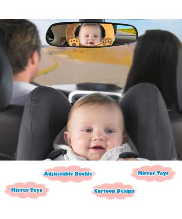 AIPINQI Baby Car Mirror | Rear and Forward Facing Easy View Cartoon Mirror for Infant and Newborn | 100% Shatterproof Safety | Bear Design - Buy Online on GoSupps.com