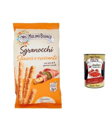 Italian Gourmet E.R. Mulino Bianco Sgranocchi Grissini with 8 Cereals and Sesame with Sustainable Flour 210 g + Italian gourmet pulp 400 g