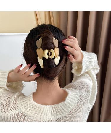 Sweet Heart Shape Acrylic Hair Claw Crab Clip for Women and Girls - Bohemia Hair Accessories in Khaki - Buy Online on GoSupps.com