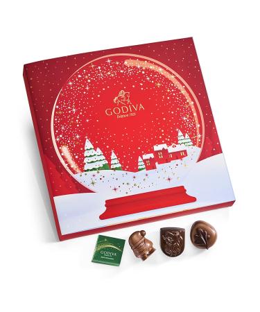 Godiva Holiday 2022 Red Advent Calendar Snow Globe Gift Box - 24 Piece Christmas Countdown with Assorted Dark, Milk, and White Chocolates - Perfect Gift for Chocolate Lovers - Buy Online on GoSupps.com