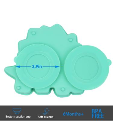 Silicone Baby Plates Divided - Non Slip Suction Toddler Plates | BPA Free, Dishwasher & Microwave Safe | Dino-Cyan - Buy Online on GoSupps.com