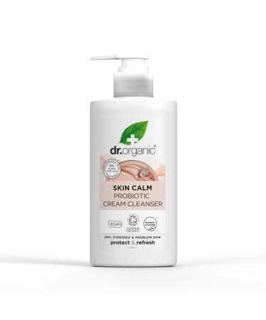Dr Organic Skin Calm Probiotic Cream Cleanser For Redness Dry Sensitive & Irritable Skin Gentle Cleansing Dermatologically Tested Vegan Cruelty Free Paraben & SLS Free Certified Organic 150ml