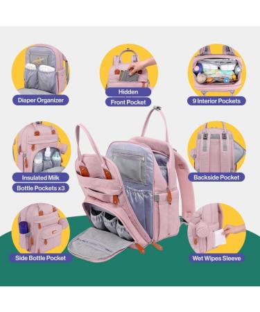 BabbleRoo Baby Diaper Bag/Backpack - Stylish Pink Diaper Backpack for Moms | International Shipping Available - Buy Online on GoSupps.com