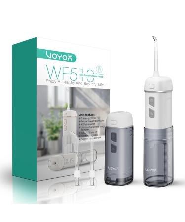 Portable Water Flosser Mini Cordless Irrigador Dental with 3 Modes Rechargeable Travel Water Flosser for Teeth IPX7 Waterproof Teeth Cleaning and Flossing WF510 (Silver)