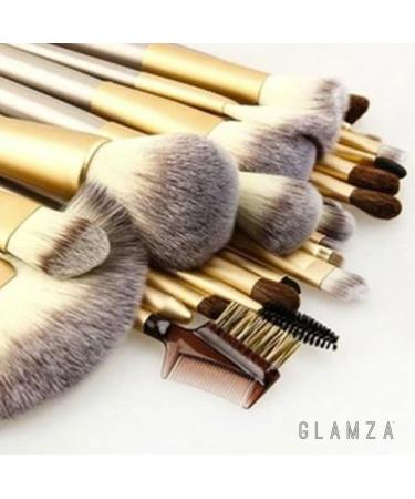 Glamza Pro 12pc Champagne Face Eye Brow Lip Contour MakeUp Brushes Set In White Pouch - Buy Online on GoSupps.com