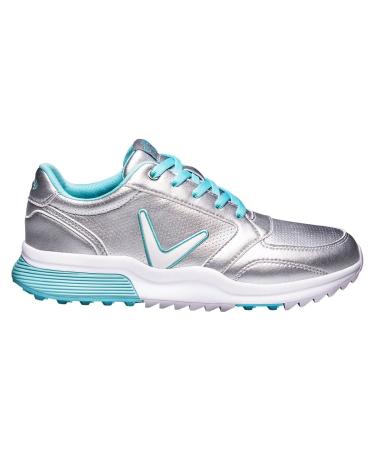 Callaway Women's AuroraGolf Shoe 38 EU Wide Silver Light Blue
