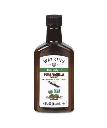 Watkins Organic Pure Vanilla Extract, with Madagascar Vanilla Beans, Non-GMO, Kosher, 4 oz. Bottle, 1-Pack Organic Pure Vanilla Extract 4 Fl Oz (Pack of 1)