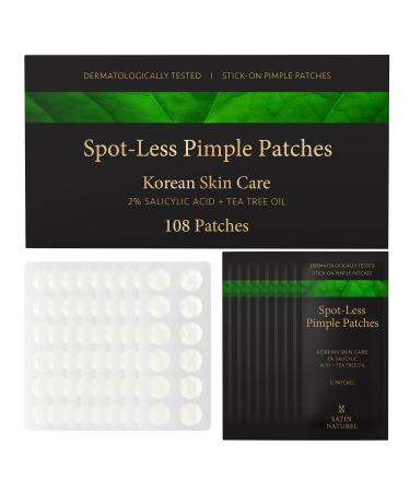 108 Pimple Patch - 2% Salicylic Acid + Tea Tree Oil + Hyaluronic Acid - Skincare Coreen Pimple Patch - Acne Pimple Patch - Anti Pimple Patch - Blackhead Patch - Satin Naturel