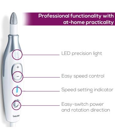 Beurer MP42UK Pedicure and Manicure Set with 7 Attachments and LED Light - Buy Online on GoSupps.com