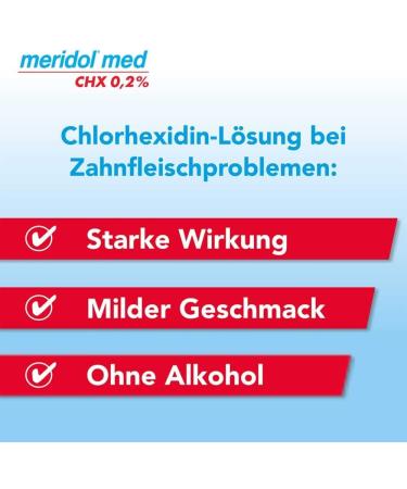 Meridol Med CHX 0.2% Antibacterial Mouthwash - Combat Oral Inflammation | Mild Taste 300ml Solution - Ship Internationally - Buy Online on GoSupps.com