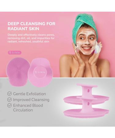 Silicone Face Scrubber - Exfoliating Facial Brush for Gentle Cleansing | 2 Pack Pink | Premium Skin Care Tool - Buy Online on GoSupps.com