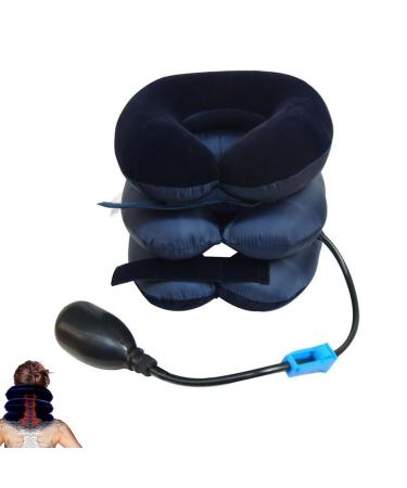 Rakiuty Cervical Neck Traction Device neck train device neck support neck bandage for neck pain and support for relief for the cervical spine pressure blue