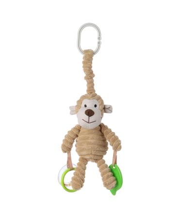 Apricot Lamb Baby Stroller or Car Seat Activity and Teething Toy  Features Plush Monkey Character  Gentle Rattle Sound & Soft Teether  8.5 Inches