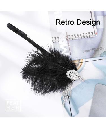 Zoestar Feather Headbands Crystal Tassel 1920s Headpiece Great Gatsby Accessories Flapper Headband Party Hair Jewelry for Women (Black) - Buy Online on GoSupps.com
