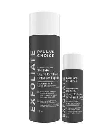 Paula's Choice Skin Perfecting 2% BHA Liquid Salicylic Acid Exfoliant Duo Gentle Exfoliator for Blackheads Large Pores Wrinkles & Fine Lines Includes 1 Full Size Bottle & 1 Travel Size Bottle Full Size + Travel Size Duo