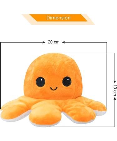 FASTEXX Octopus Reversible Plushie - Double-Sided Flip Mood Octopus Toy for Kids, Friends & Family | Sweet Gift for Any Occasion- Orange - Buy Online on GoSupps.com