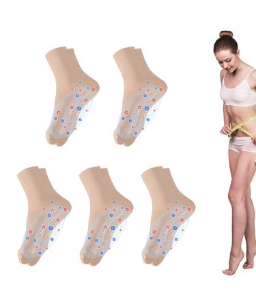 5Pairs Tourmaline Ionic Body Shaping Stretch Socks Rapid Detox & Tourmaline Ionic Body Shaping Stretch Socks Tourmaline Therapy Socks for Pain Relief  Better Blood Circulation (Skin)