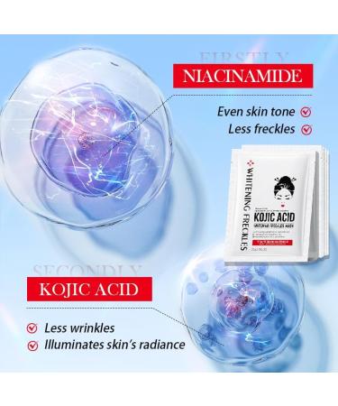 Kojic Acid Face Masks Face Masks Skincare with Kojic Acid Hyaluronic Acid Nicotinamide Brightening Firming Anti Aging Sheet Mask Evens Tone Moisturize Soothe Gift Set for Women - Buy Online on GoSupps.com
