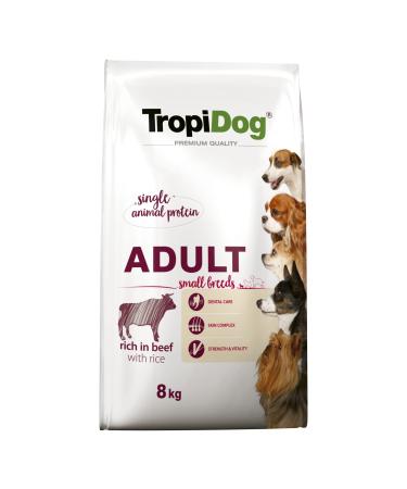 Premium Dry Dog Food Rich in Beef with Rice for Adult Small Breed Dogs 8 kg