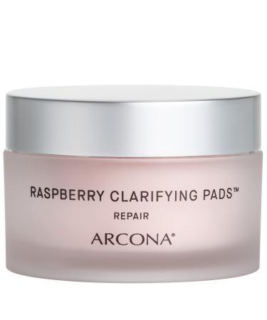 ARCONA Raspberry Clarifying Pads - Raspberry Extract Witch Hazel Salicylic Acid + Tea Tree Extracts Cleanse Clarify + Protect Skin - 45 Pads Made in The USA
