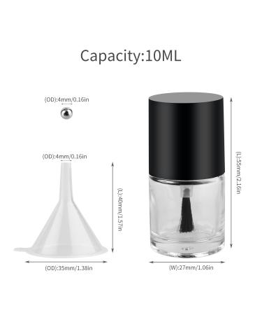 6PCS 10ML Empty Nail Polish Glass Bottles with Brush Cap, Funnel & Mixing Balls - Buy Online on GoSupps.com