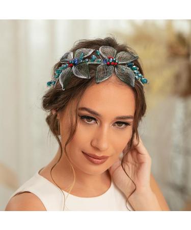 IYOU Copper Wire Wedding Headband Green Butterfly Hair Hoop Handmade Prom Guest Bridal Hair Accessories for Women - Buy Online on GoSupps.com