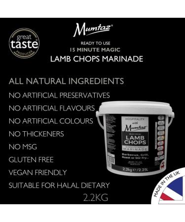 Mumtaz LAMB CHOPS Marinade Catering/Party Size Bucket - BULK 2.2Kg - Restaurant Quality - Medium Spiced - BBQ - Grill - Roast - Stir or Air fry.All Natural Ingredients- Gluten Free- Vegan Friendly. - Buy Online on GoSupps.com