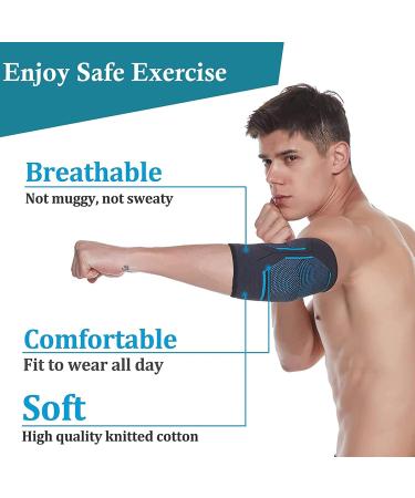 Seitaku Elbow Brace Compression Sleeve - Elbow Support for Tennis Tendonitis Relief Weightlifting Gym & Sports - X-Large Navy Blue - Buy Online on GoSupps.com
