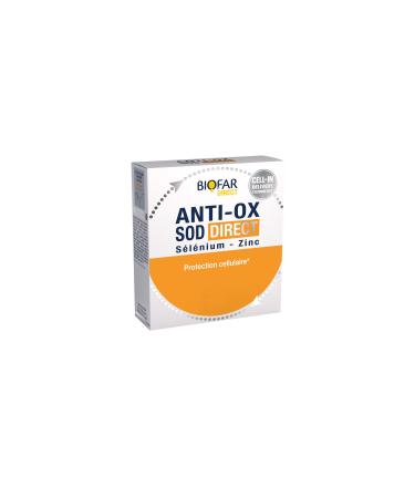 BIOFAR - ANTI-OX SOD DIRECT - Food supplement - Cellular protection and immune defenses - Fruity taste - No sugars or artificial colors - 14 Orodispersible Sticks (No Water) - 35g