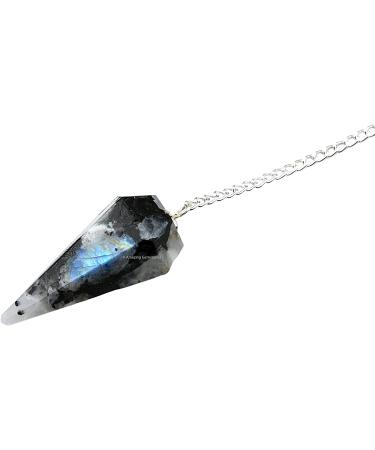 Crystal Pendulum for Divination - Dowsing Pendulum with Chakra Chain and Crystal Ball for Reiki Healing and Crystal Grid Meditation Rainbow Moonstone - Buy Online on GoSupps.com