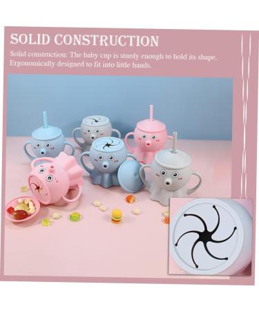 STOBOK Toddlers Silicone Snack Cup with Straw Handles - Grey Octopus Design | Anti-Spill, BPA-Free, Easy-Grip Learning Cup for Kids - Buy Online on GoSupps.com