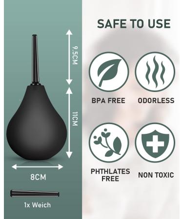 Enema Douche Anti Back-Flow - Reusable Portable Enema Kit for Men & Women | 7 Spouts | Shower Connection | Black - Buy Online on GoSupps.com