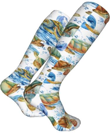 Sea Turtles Compression Socks for Men & Women - 15-20 mmHg Circulation Support for Running & Cycling - Buy Online on GoSupps.com