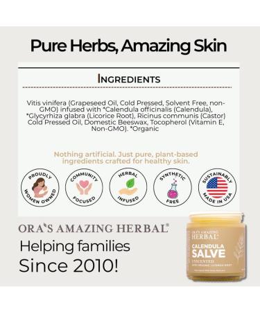 Calendula Salve Calendula Cream Drawing Salve Calendula Ointment Ora's Amazing Herbal Coconut Free Salve made with Organic Calendula and Licorice Root 1 oz 1 Ounce (Pack of 1) - Buy Online on GoSupps.com