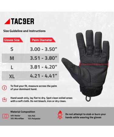 TAC9ER Kevlar Lined Tactical Gloves - Full Hand Protection, Cut and Temperature Resistant, Touch Screen Friendly - Large - Buy Online on GoSupps.com