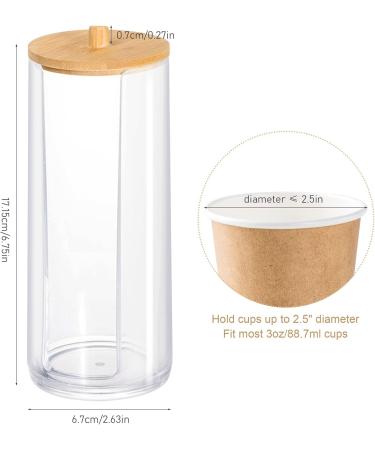 Shop Transparent Cotton Pad Dispenser with Bamboo Lid | Watt Pads Storage Box for Cosmetics | 17x6.7cm Acrylic Container - Buy Online on GoSupps.com