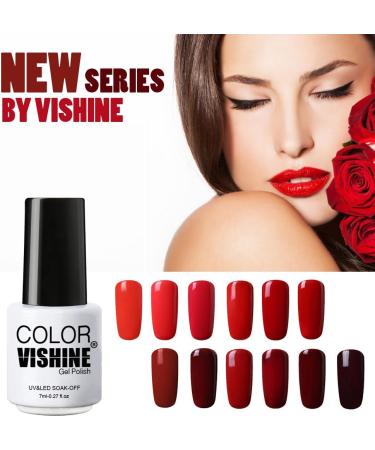 Vishine Choose Any 12 Bottles Soak-Off UV LED Nail Lacquers Gel Nail Polish Base Top Coat 10 Colors 7ml - Buy Online on GoSupps.com