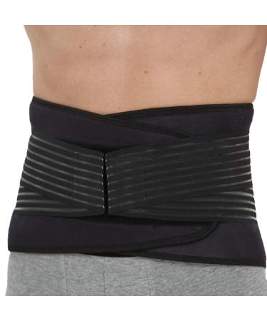 Lumbar Support with Double Banded Strong Compression Pull Straps - Black & Blue Color (Size L)