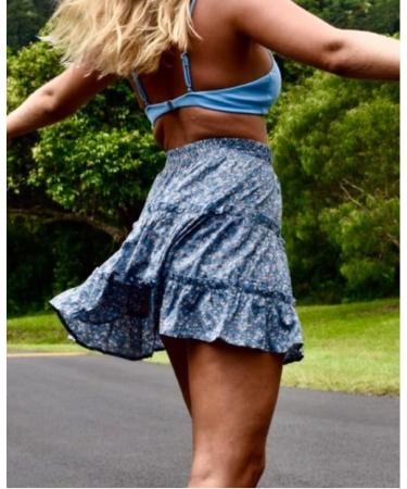 LAEMILIA Womens Floral Print Pleated Mini Skater Skirt - Blue - Buy Online on GoSupps.com