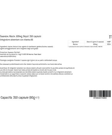 Swanson Niacin 500mg Depot 250 Capsules - High Dose, Lab-Tested, Soy Free, Gluten Free, Non-GMO - Buy Online on GoSupps.com