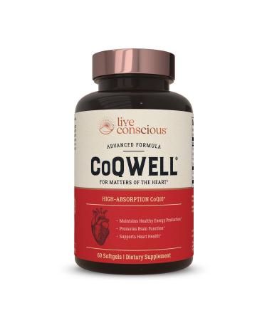 CoQWell - CoQ10 Heart, Brain, and Vascular Health Support | High-Absorption, Patented Coenzyme Q10 CoQsol | 60 Softgels - 60 Day Supply
