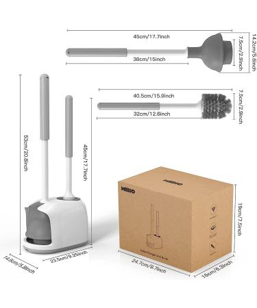 MIBIO Toilet Plunger and Brush Combo Set with Holder - Heavy Duty 2-in-1 Bathroom Cleaning Tool - Powerful Pump & Water Storage Design - White (1 Set) - Buy Online on GoSupps.com