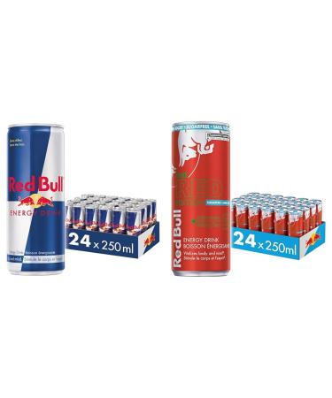Red Bull Energy Drink 250 ml (24 pack) & Energy Drink Watermelon Sugarfree 250ml (24pk)