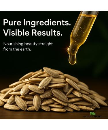 Mayan's Secret Sunflower Seed Oil - 4oz Size | All Natural Cold Pressed USDA Certified Organic - High oleic| Daily or Nighttime Regimen Large 4oz Amber Glass Bottle & Glass Dropper. Sunflower 4 Fl Oz (Pack of 1) - Buy Online on GoSupps.com