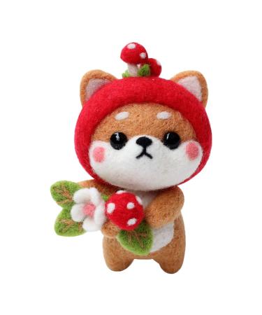 BAGERLA 1 Set Animal Wool Needle Felting Kit Needle Felting Beginner Kits with Instructions and Needle Felting Basic Tools Needles Finger Cots Felting Foam Mat awl Key Chains and Packing Box Red