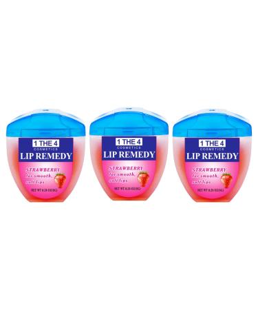 Lip Remedy Lip Balm 0.28oz Strawberry Scented Long-Lasting Hydration Repairs Dry Cracked Lips Overnight Moisturizing Formula (Strawberry 3 Pack) Strawberry (3 Pack)