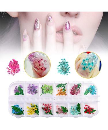 Dried Flowers Nail Stickers - 36 Pc 3D Resin Flower Art Kit with Curved Tweezer | DIY Nail Decor Accessories - Buy Online on GoSupps.com