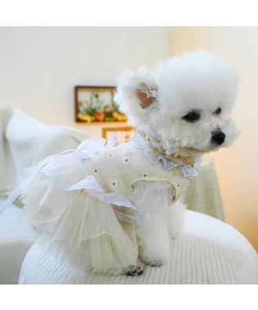 BT Bear Smally Dog & Cat Princess Tutu Dress - Lace Wedding Outfit for Small Pets - Size M Apricots - Buy Online on GoSupps.com