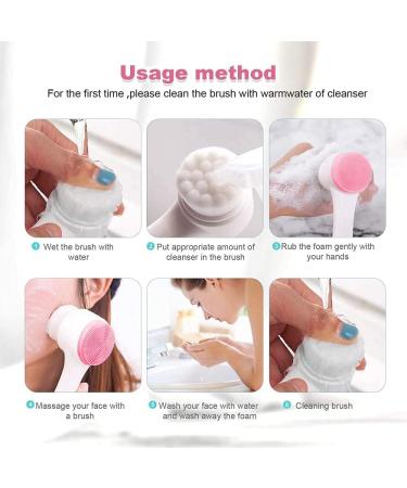 USB Manual Facial Cleansing Brush 2-in-1 Skin Care face Brush Silicone Facial Scrubber Manual Dual Face Wash Brush for Deep Pore Exfoliation Massaging (Blue/Pink)-Pink Blue pink - Buy Online on GoSupps.com