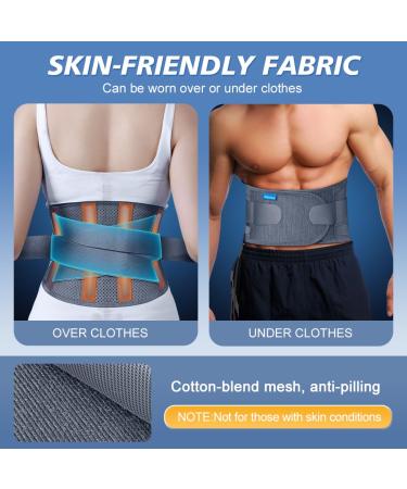 Bigalex Back Band for Men & Women - Lumbar Support Belt for Lower Back Pain Relief Easy Attachment Metal Struts - Size M (73.7 - 88.9 cm) - Gray - Buy Online on GoSupps.com